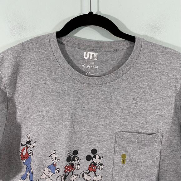 Uniqlo UT Yu Nagaba Disney Mickey Mouse and Friends Grey Pocket Tee Size L - Picture 2 of 9